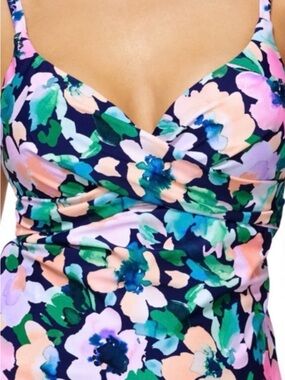 Island Escape Gemini Floral Push-Up Underwire Tankini Top Size 12 New With Tags
